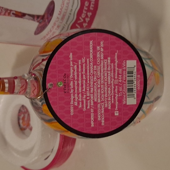 NWT in Box Lolita "Dragonfly Magic" Hand-Painted Love My Wine Glass 15 oz - Picture 9 of 12